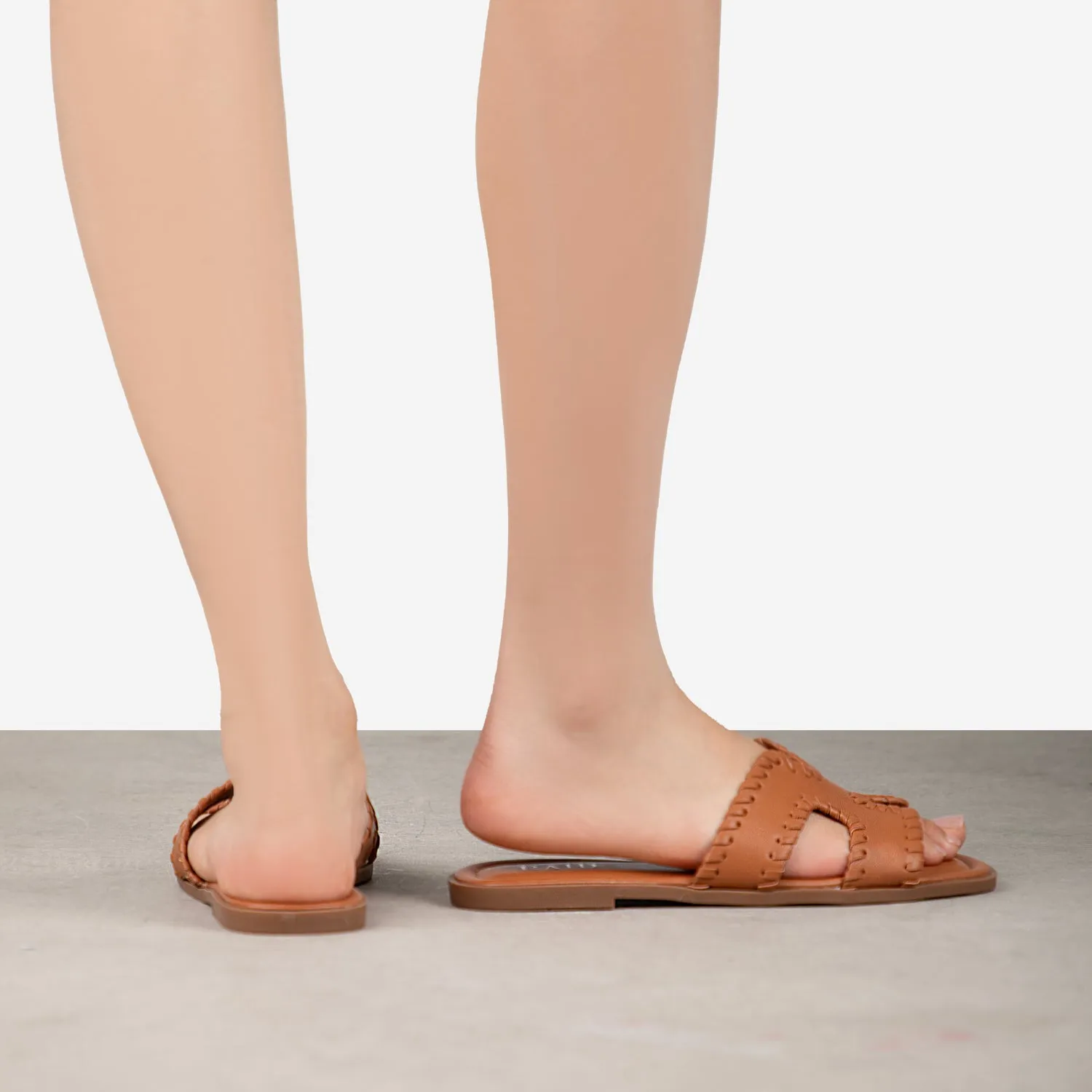 RAID Ginerva Flat Mules in Tan