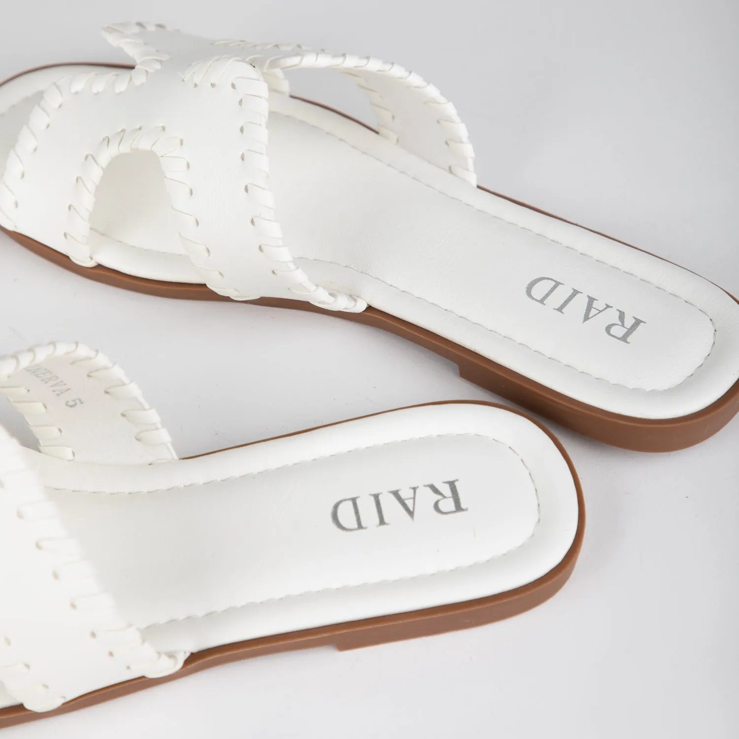 RAID Ginerva Flat Mules in White