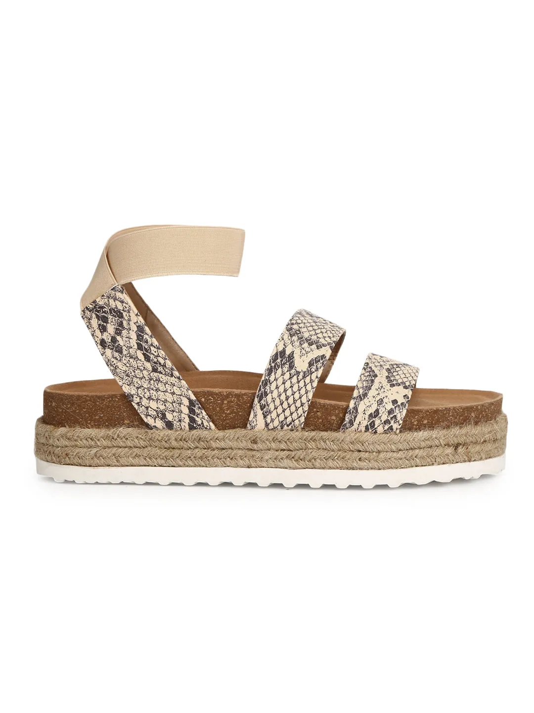 Snake PU Printed Platform Heel Espadrilles Sandals