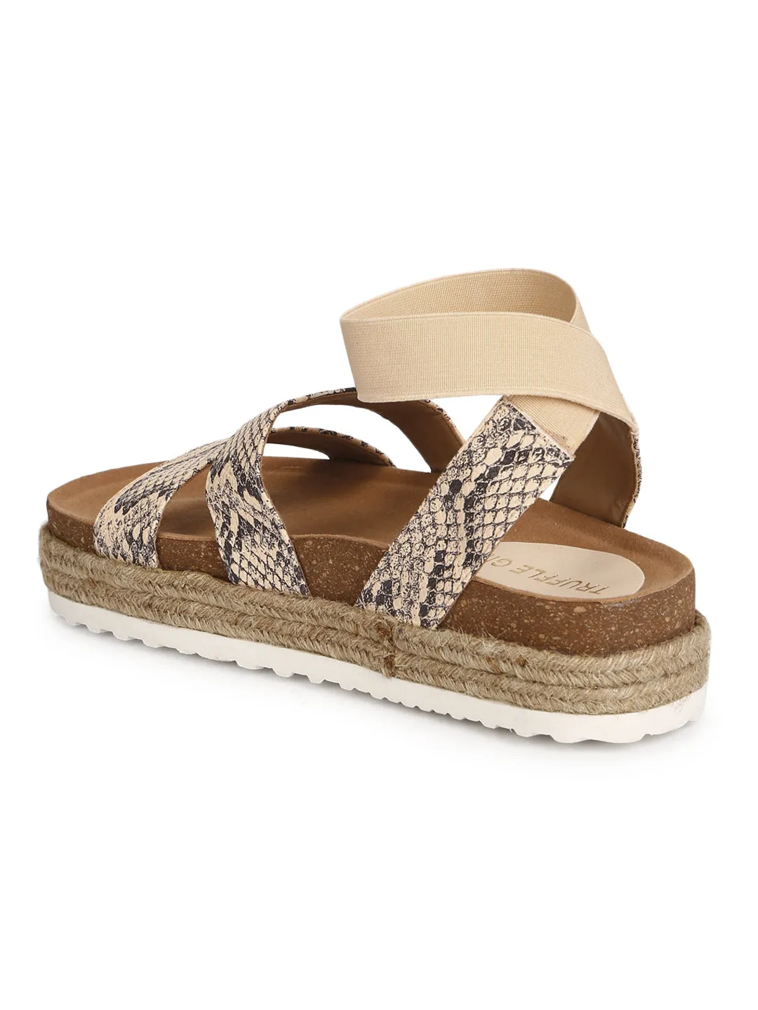 Snake PU Printed Platform Heel Espadrilles Sandals