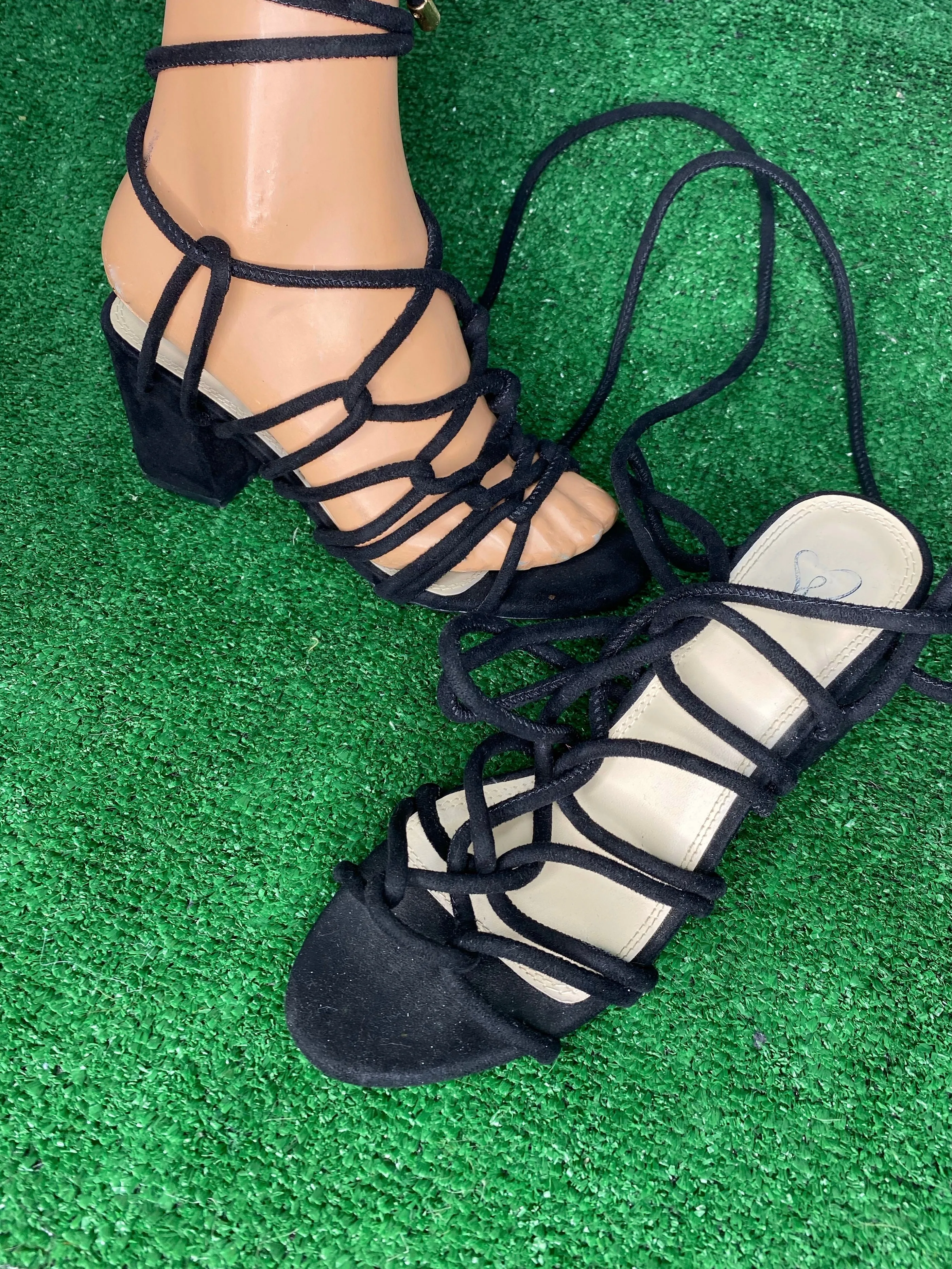 Strappy Suede Heeled Sandals