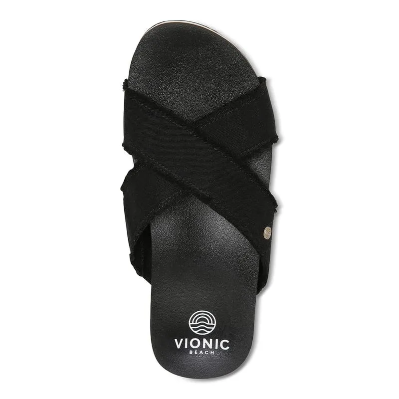 Vionic Women's Boardwalk Panama Slide Sandals- Black