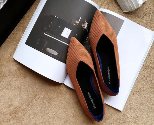 Women Summer Casual Shoes Knitting Ethnic Fabric Soft Women Flats Shoes Slip on Doctor Nurse Workers Loafers