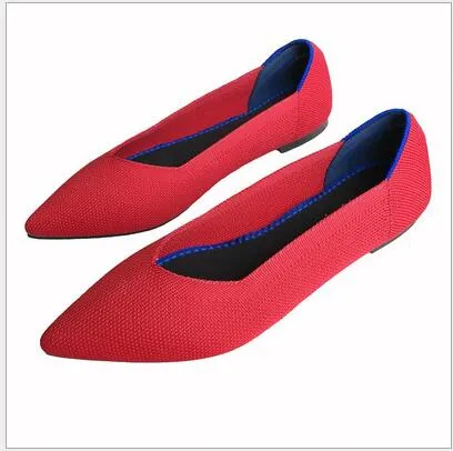 Women Summer Casual Shoes Knitting Ethnic Fabric Soft Women Flats Shoes Slip on Doctor Nurse Workers Loafers