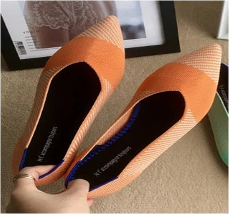 Women Summer Casual Shoes Knitting Ethnic Fabric Soft Women Flats Shoes Slip on Doctor Nurse Workers Loafers