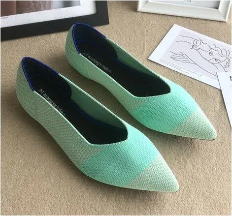 Women Summer Casual Shoes Knitting Ethnic Fabric Soft Women Flats Shoes Slip on Doctor Nurse Workers Loafers