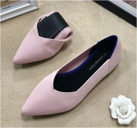 Women Summer Casual Shoes Knitting Ethnic Fabric Soft Women Flats Shoes Slip on Doctor Nurse Workers Loafers