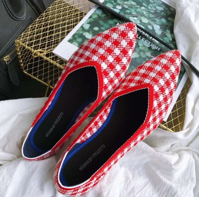 Women Summer Casual Shoes Knitting Ethnic Fabric Soft Women Flats Shoes Slip on Doctor Nurse Workers Loafers