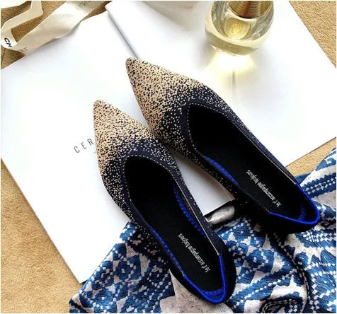 Women Summer Casual Shoes Knitting Ethnic Fabric Soft Women Flats Shoes Slip on Doctor Nurse Workers Loafers